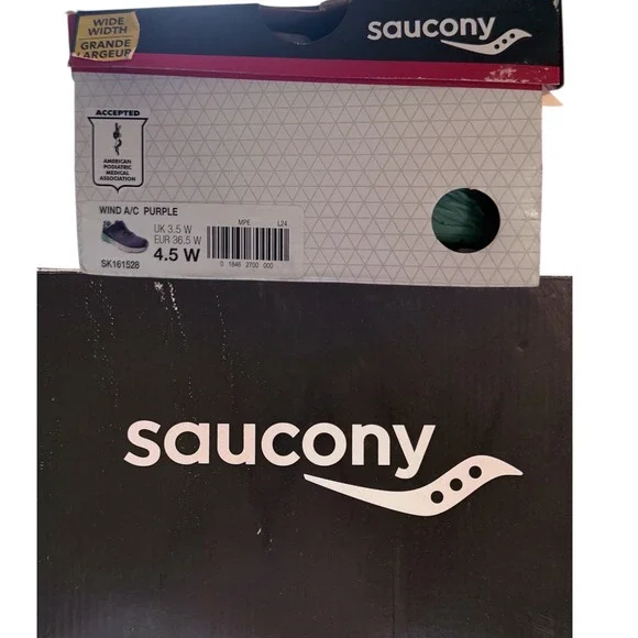Saucony Wind AC 2.0 Kids Purple Turquoise Running Shoes Wide Size 4.5W NEW - Picture 4 of 9